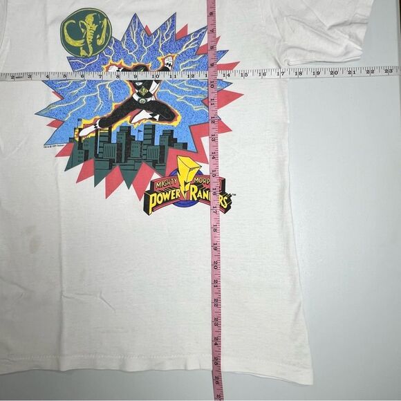 VTG 1994 Mighty Morphin Power Rangers Black Ranger Single Stitch T Shirt Small - Picture 13 of 14